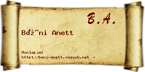 Béni Anett névjegykártya